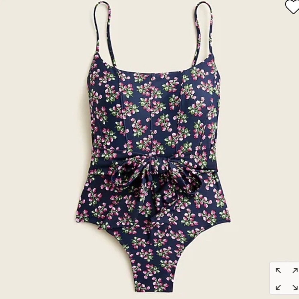 NWT J. Crew Floral One Piece Bathing Suit with Tie Small